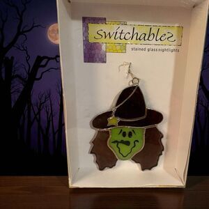 Switchables Stained Glass Night Light Cover Witch Vintage 2005 Halloween EUC
